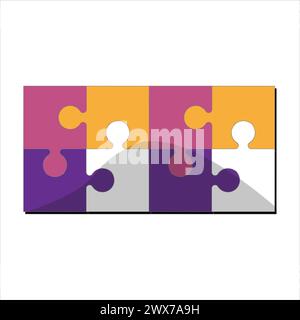 Colorful puzzle jigsaw icon vector Flat design template vector illustration. Eps 10. Geometric Puzzle Pieces. Infographic Base In Retro Colors Stock Vector