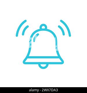 Bell ring icon isolated on white background. From blue icon set. Stock Vector