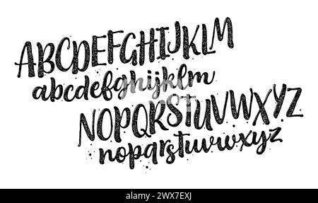 Vector hand drawn alphabet isolated on white background. Brush painted letters. Decorative  artistic font. Stock Vector