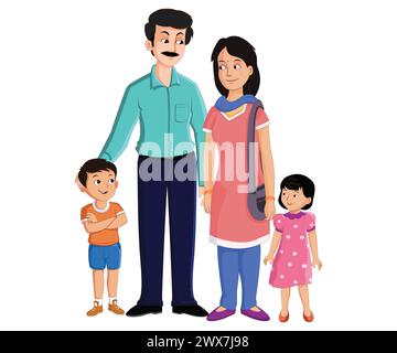 Mother, father, son and daughter a complete family Stock Vector