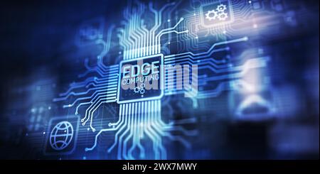 Edge computing modern IT technology on virtual screen concept. Stock Photo