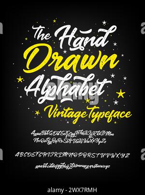 Vector hand drawn alphabet isolated on white background. Brush painted letters. Decorative  artistic font. Stock Vector