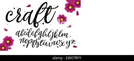Vector hand drawn alphabet isolated on white background. Brush painted letters. Decorative  artistic font. Stock Vector