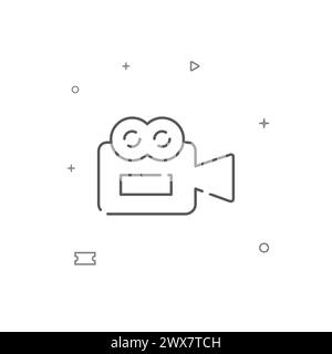 Video camera, cameraman simple vector line icon. Symbol, pictogram, sign isolated on white background. Editable stroke. Adjust line weight. Stock Vector