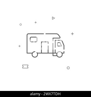 Filming van simple vector line icon. Symbol, pictogram, sign isolated on white background. Editable stroke. Adjust line weight. Stock Vector