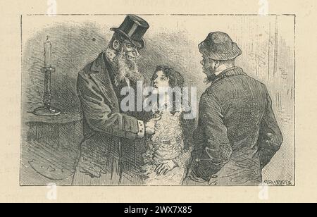 An English gentleman examines Rémi's health. Part II, Chapter XXXVII.  Illustration from 'Sans Famille', written by Hector Malot in 1878. 1880 edition illustrated by Emile Bayard  and published by Hetzel & Cie. Stock Photo