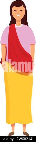 Indian cute girl icon cartoon vector. Smile indian celebration. Priest festival Stock Vector