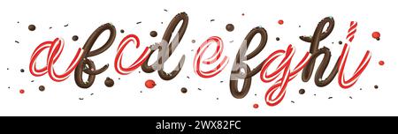 Christmas candy cane and chocolate 3d alphabet isolated on white background. Vector illustration. Stock Vector
