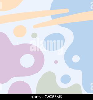 Abstract background in pastel colors. Hand drawn vector shapes, circles and stripes. Color illustration. Stock Vector