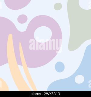 Colored vector background in pastel colors. Hand drawn illustration of shapes, circles and stripes. Stock Vector