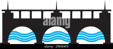 Bridge icon logo, vector design illustration Stock Vector