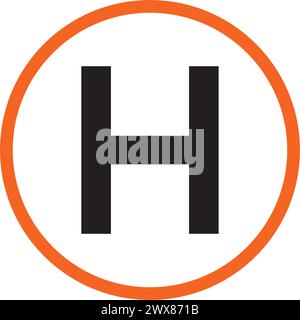 Helicopter landing pad vector icon illustration logo design. Stock Vector