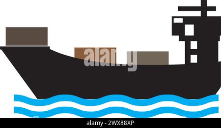 Ship icon logo, vector design illustration Stock Vector