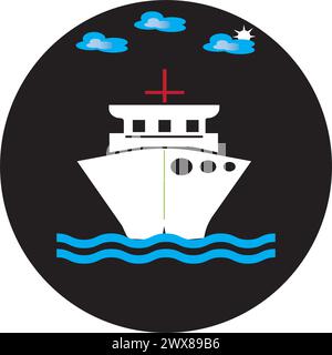 Ship icon logo, vector design illustration Stock Vector