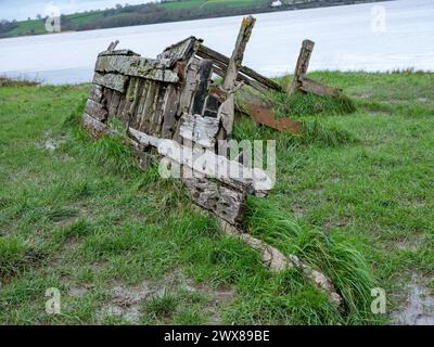 March 2024 - Purton Hulks, Ships graveyard in Gloucestershire, England, UK. Stock Photo