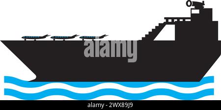 Ship icon logo, vector design illustration Stock Vector