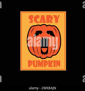 Scary Pumpkin  Halloween day Graphic Design typography  t shirt print vector Stock Vector
