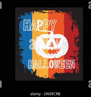 Happy Halloween Colourful distressed Graphic Design t shirt print vector Stock Vector