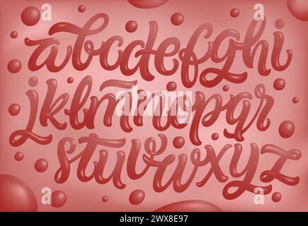 Pink Cream on Chocolate Wafer Background.Popsicle alphabet. Ice cream font. Stock Vector