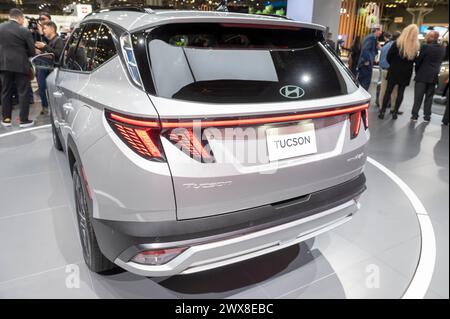 New York, United States. 27th Mar, 2024. NEW YORK, NEW YORK - MARCH 27: The new 2024 Hyundai Tucson seen at the International Auto Show press preview at the Jacob Javits Convention Center on March 27, 2024 in New York City. Credit: Ron Adar/Alamy Live News Stock Photo