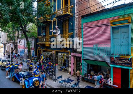 Colourful Buildings Outside La Bombonera Football Stadium, La Boca District, Buenos Aires, Argentina. Stock Photo