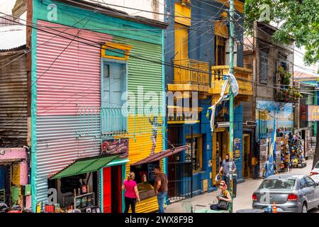 Colourful Buildings Outside La Bombonera Football Stadium, La Boca District, Buenos Aires, Argentina. Stock Photo