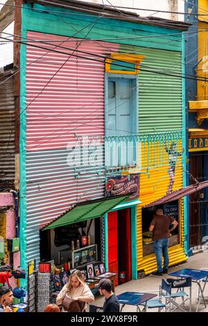 Colourful Buildings Outside La Bombonera Football Stadium, La Boca District, Buenos Aires, Argentina. Stock Photo