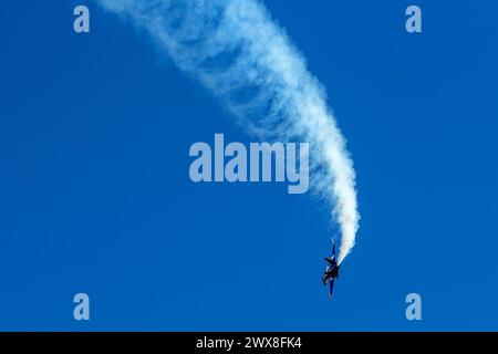 El Centro, Ca, USA. 1st Mar, 2024. March 01, 2024-El Centro, CA: Blue Angels rehearse precision aerobatics before season debut, showcasing skill and teamwork in high-flying maneuvers. (Credit Image: © Ken Weisenberger/ASP) EDITORIAL USAGE ONLY! Not for Commercial USAGE! Stock Photo