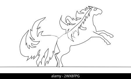 Self drawing one line draw a horse. Minimalism, One line draw Stock Vector