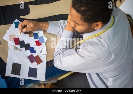 Close up shot of pattern maker at work Stock Photo