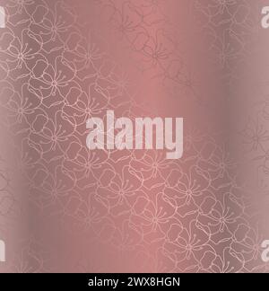 Rose Gold Abstract Outline Floral Pattern Background Stock Vector