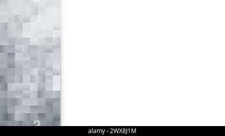 Pattern of light gray and grey evenly spaced squares with color gradient on a white background with copy space. Abstract & modern geometric background Stock Photo