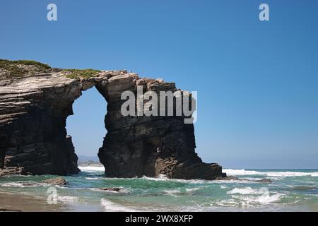 Beach of the Cathedrals, main and most known arch. Stock Photo