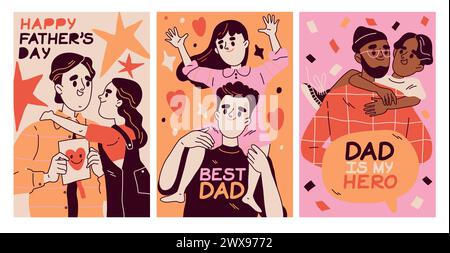 Set of Fathers Day vector posters Stock Vector