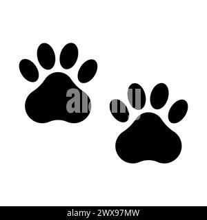 Black paw prints. Pet footprints icon. Animal tracks symbol. Vector illustration. EPS 10. Stock Vector