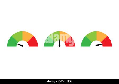 Set of level indicator gauges speedometer in a flat design Stock Vector ...