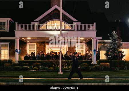 Massapequa Park, USA. 28th Mar, 2024. People attend a wake for fallen New York City police officer Jonathan Diller in Massapequa Park, NY on Thursday, March 28, 2024. 31-year-old police officer Jonathan Diller was killed in the line of duty on Monday after he was shot following a routine traffic stop in Far Rockaway, Queens. (Photo by Cristina Matuozzi/Sipa USA) Credit: Sipa USA/Alamy Live News Stock Photo