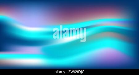 Abstract blue wave gradient background. Bright colored liquid holographic creative banner. Blurred soft blend colors gradation minimalist background Stock Vector