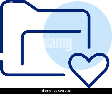 Folder and heart. Marking favorite files for easy access. Imported or high-rated documents. Pixel perfect vector icon Stock Vector