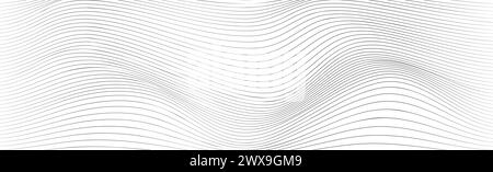 Abstract geometric background with monochrome water surface texture. Pattern with striped swirl waves drawn in ink. Vector illustration of diagonal Stock Vector