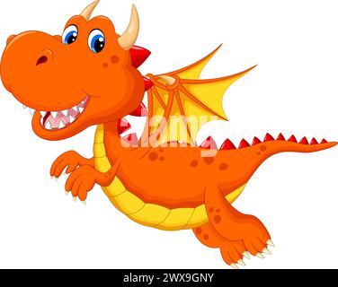 Vector illustration of Cute dragon cartoon on white background Stock Vector