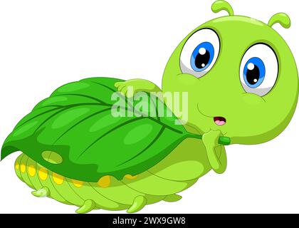 Vector illustration of Caterpillars carrying leaves on white background Stock Vector