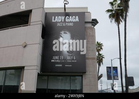 Los Angeles, California, USA 28th March 2024 Lady Gaga Jazz & Piano Las Vegas Concerts at Park MGM Billboard on March 28, 2024 in Los Angeles, California, USA. Photo by Barry King/Alamy Stock Photo Stock Photo