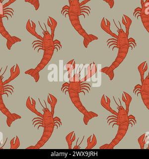 Red Lobster Seamless Pattern vector Stock Vector