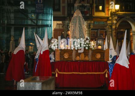 Avilés, Spain, March 28, 2024: The image of the 'Verónica' during the Procession of Silence, on March 28, 2024, in Avilés, Spain. (Photo by Alberto Brevers/Pacific Press) Credit: Pacific Press Media Production Corp./Alamy Live News Stock Photo