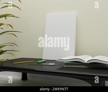 This A4 book mockup is a simple white book on a neutral background. Stock Photo