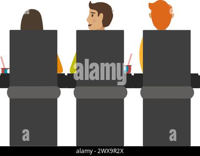 Spectators at seats back side view vector icon isolated on white Stock Vector