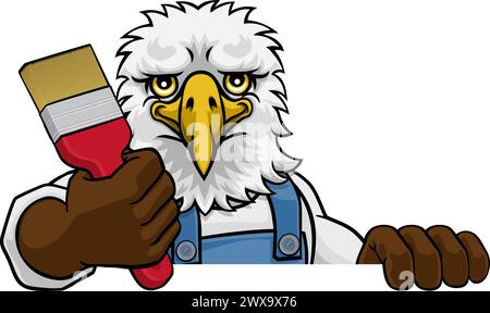 Eagle Painter Decorator Holding Paintbrush Stock Vector