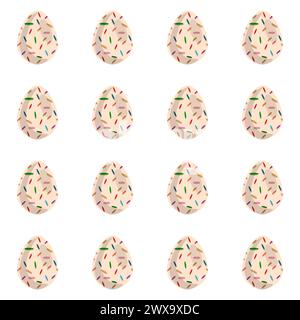 Illustration on theme seamless celebration holiday Easter with hunt colorful bright eggs, seamless pattern consisting of many hunt Easter eggs, hunt b Stock Vector