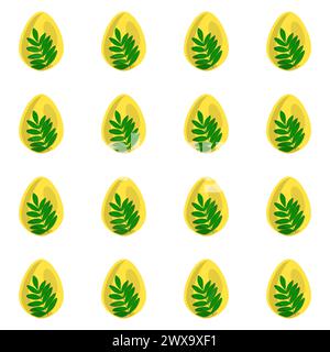 Illustration on theme seamless celebration holiday Easter with hunt colorful bright eggs, seamless pattern consisting of many hunt Easter eggs, hunt b Stock Vector